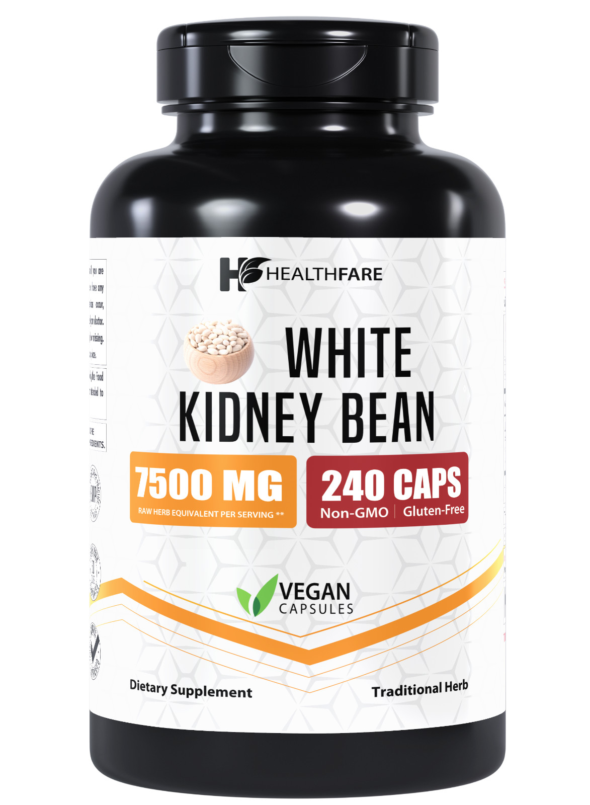 White Kidney Bean Extract 7,500 mg | 240 Capsules Pure Carb Blocker HEALTHFARE