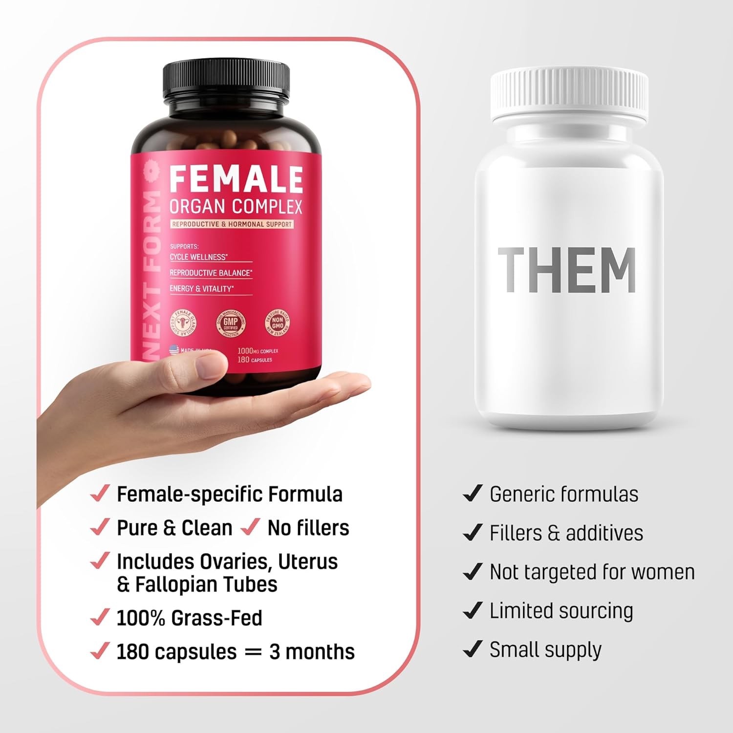 Beef Organ Supplement for Women 6 in 1 Complex Hormone Balance Energy Grass-Fed