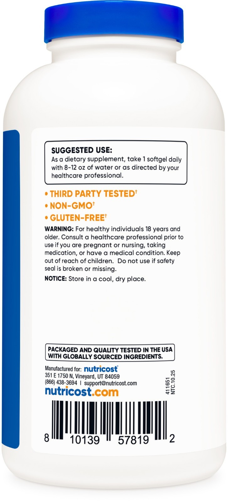 Nutricost Vitamin E 450mg (1,000 IU) 240 Softgels – GMO-Free, Gluten-Free
