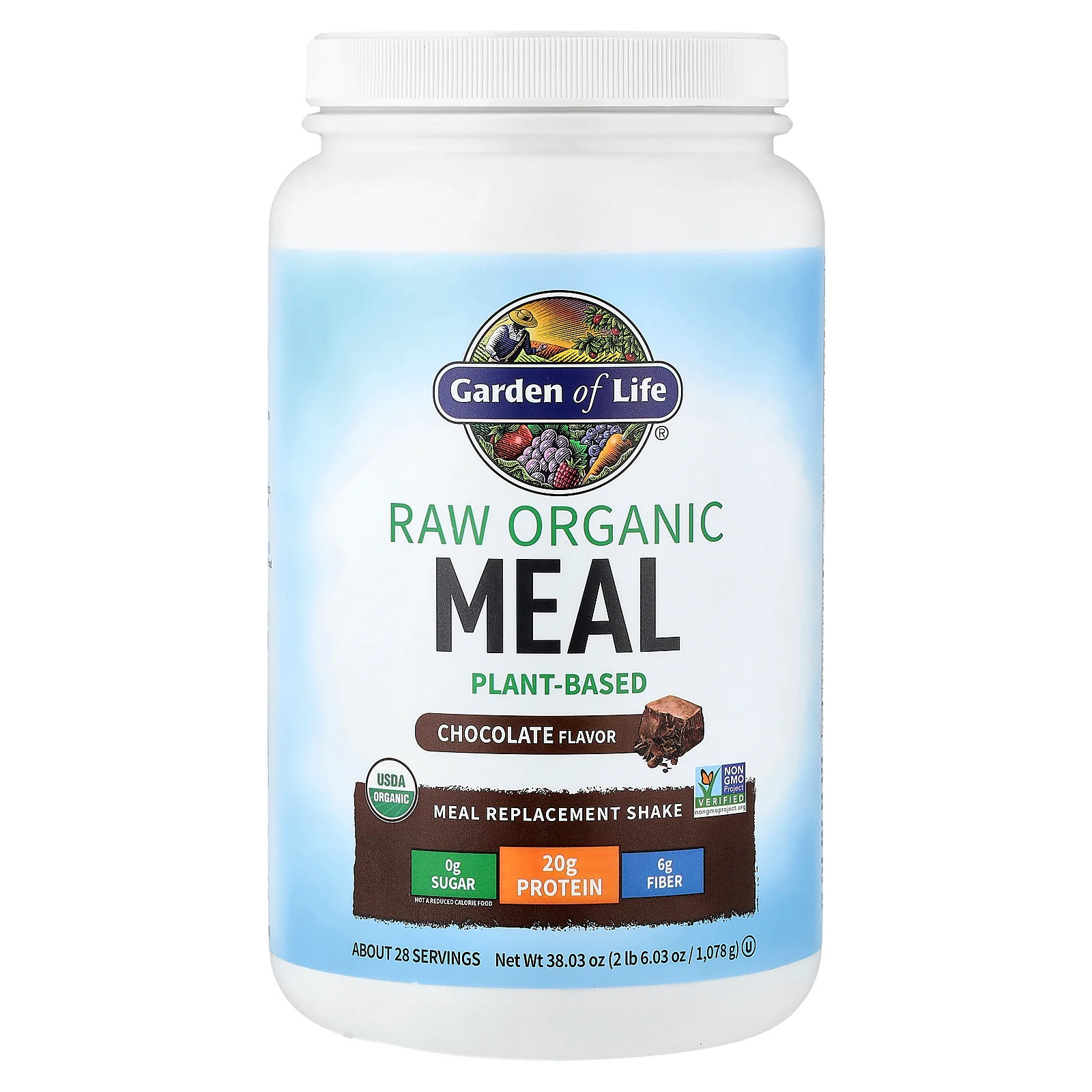 2 X Garden of Life, RAW Organic Meal Replacement Shake, Chocolate, 38.03 oz (1,