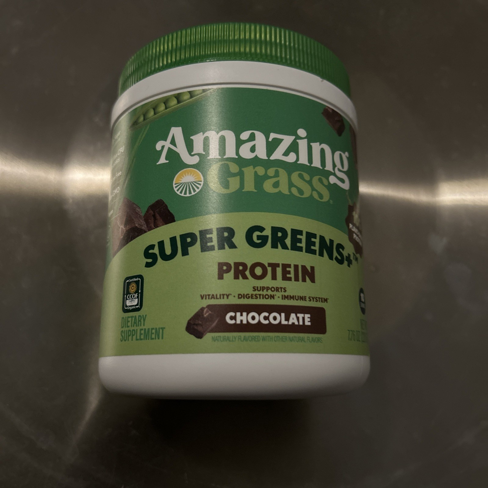 Amazing Grass Greens Superfood Chocolate Drink Powder 7.76 Oz All-Natural