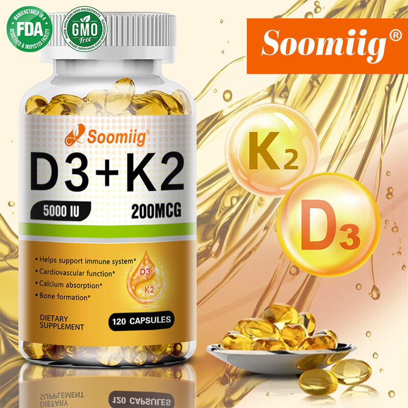 Vitamin D3 & K2 Vegetarian 30 To 120 Capsules Easy to Swallow