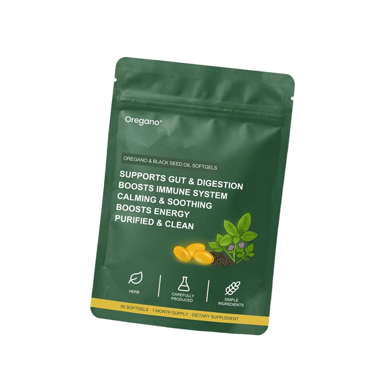 60pcs Oil of Oregano and Black Seed Oil Softgels 6000mg Supports Gut & Digestion