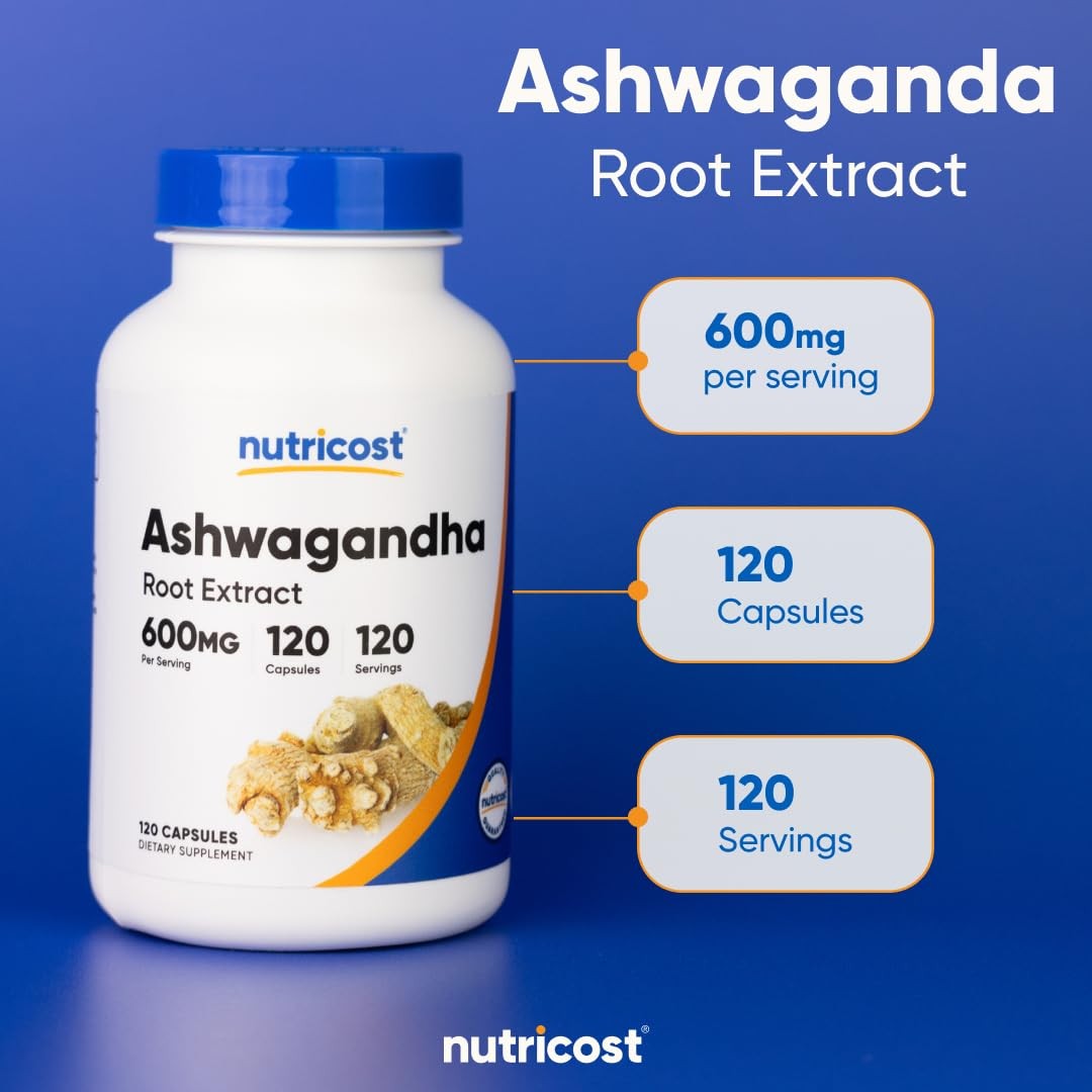 Nutricost Ashwagandha Herbal Supplement 600mg, 120 120 Count (Pack of 1)