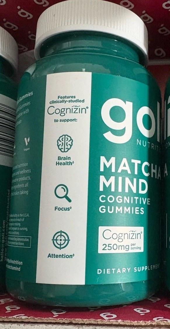 Goli Nutrition Matcha Cognizin Cognitive Support Gummies 1 Pk 60 Count Ea 12/27