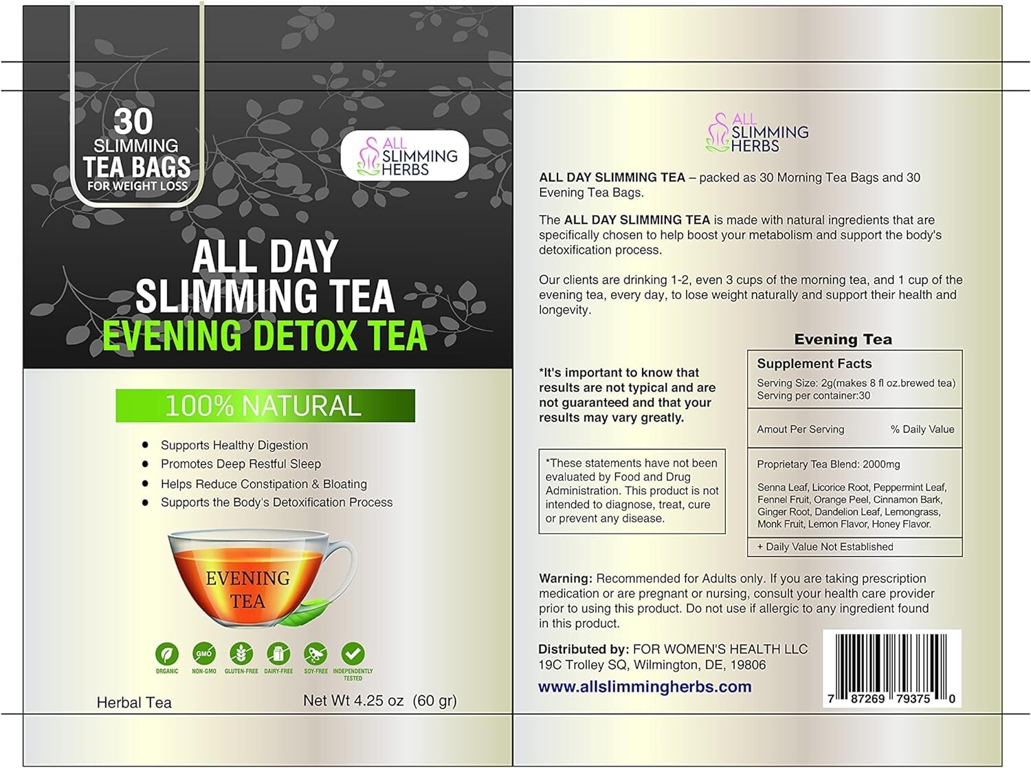 All Day Slimming Tea For Weight Loss – All Natural 30 Days Detox Tea That Fla…