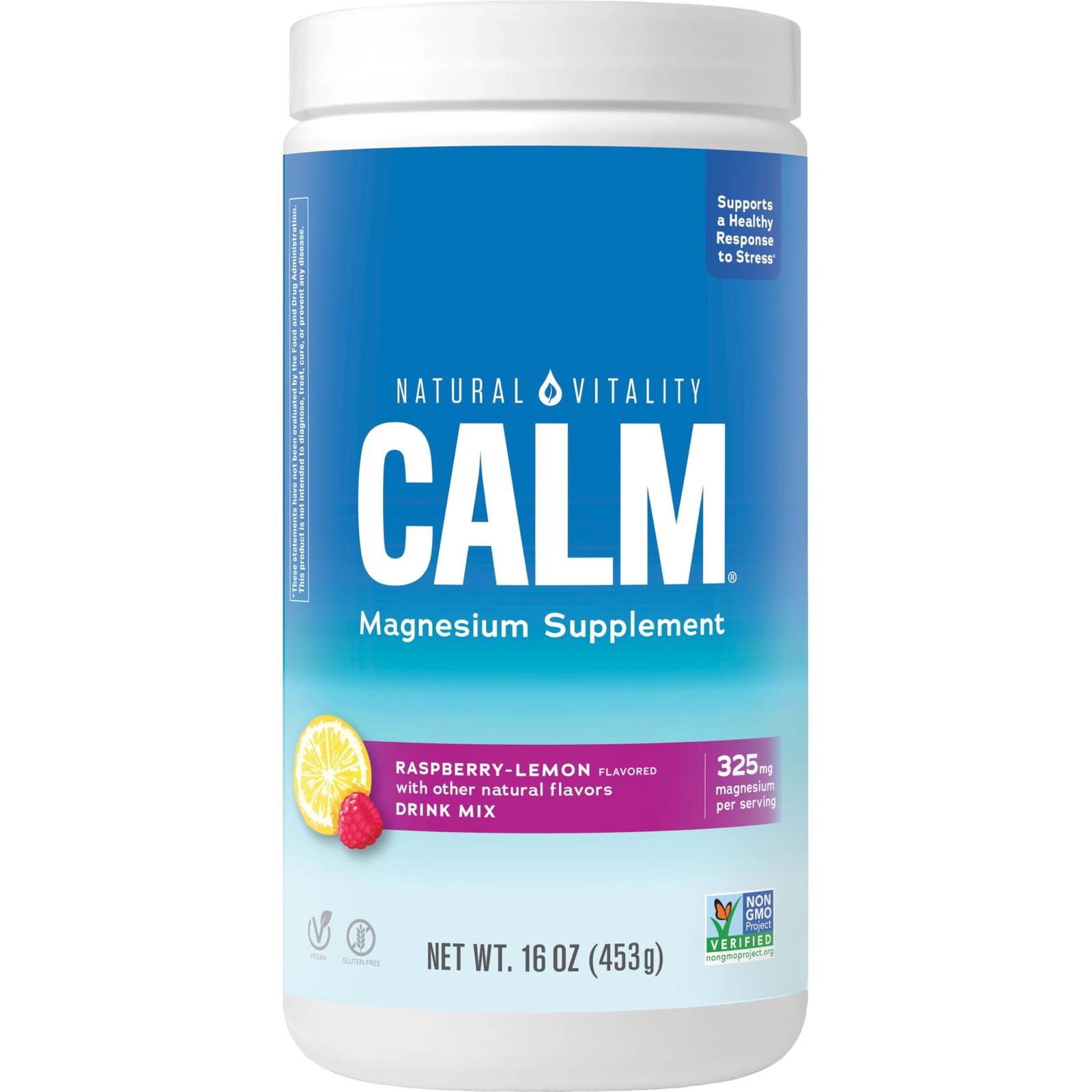 Calm, Magnesium Citrate Supplement, Anti-Stress Drink Mix Powder, Gluten Free,