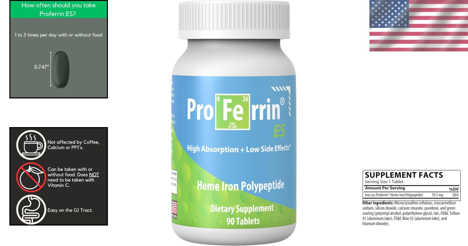 Iron Polypeptide Supplement, 10.5mg, 90 Tablets