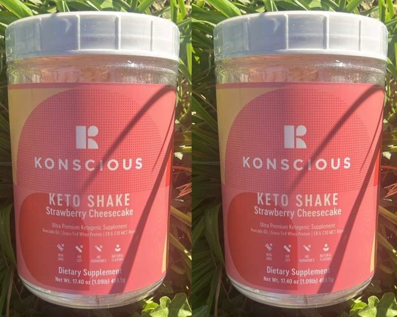 4x Konscious Keto Shake Strawberry Ketogenic Weight Loss MCT + Whey + Avacado
