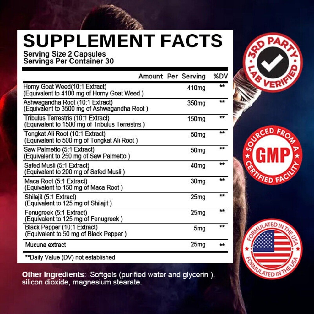Horny Goat Weed 60 Capsules Maximum Strength 10500mg, Boost Energy & Endurance