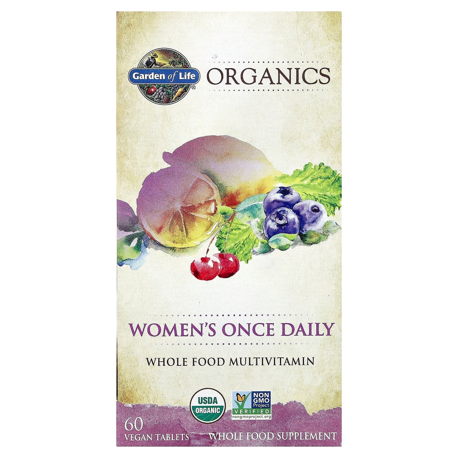 2 X Garden of Life, Organics, Women’s Once Daily, 60 Vegan Tablets