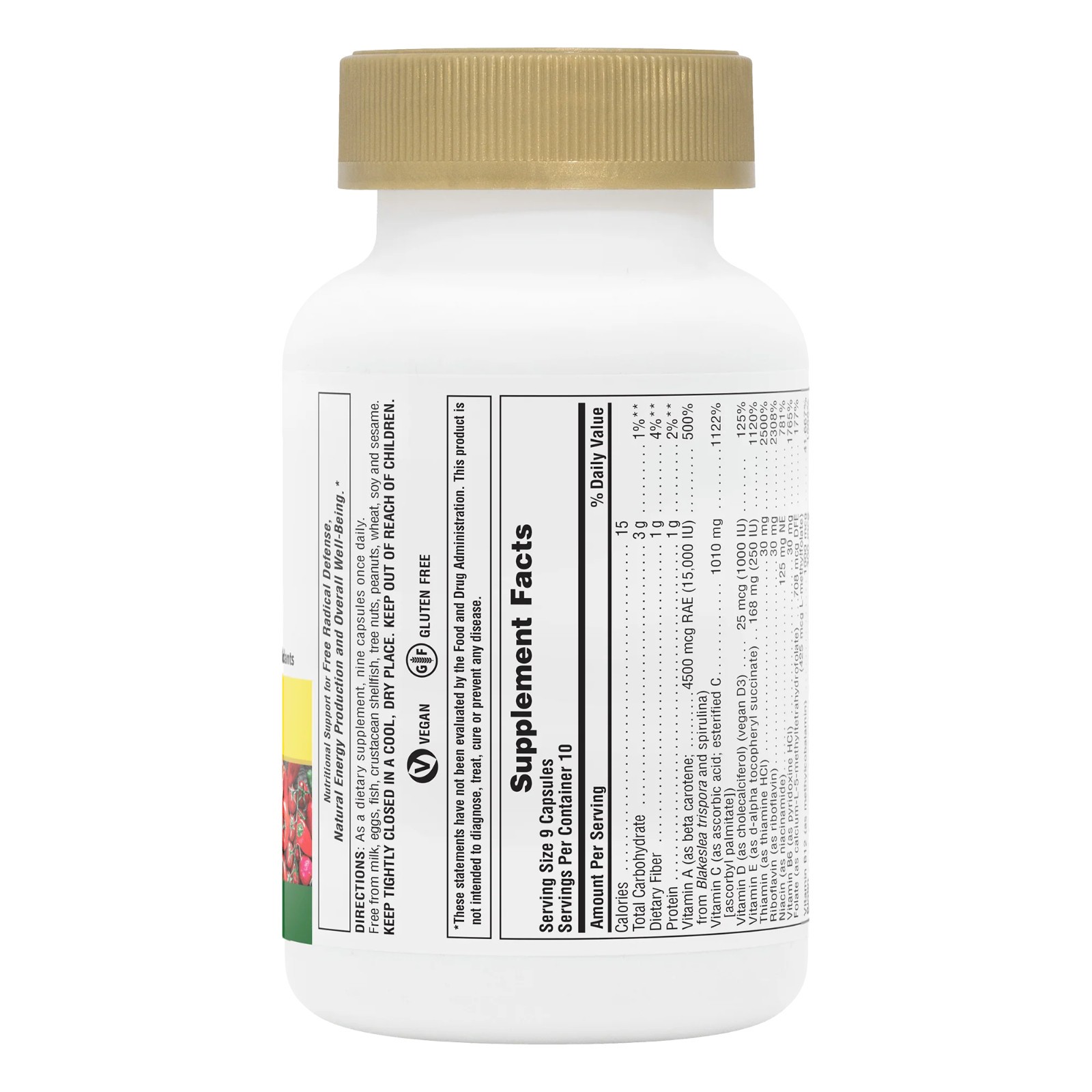 NaturesPlus Source of Life GOLD Multivitamin 90 Capsules Whole Food Vitamin D3 K