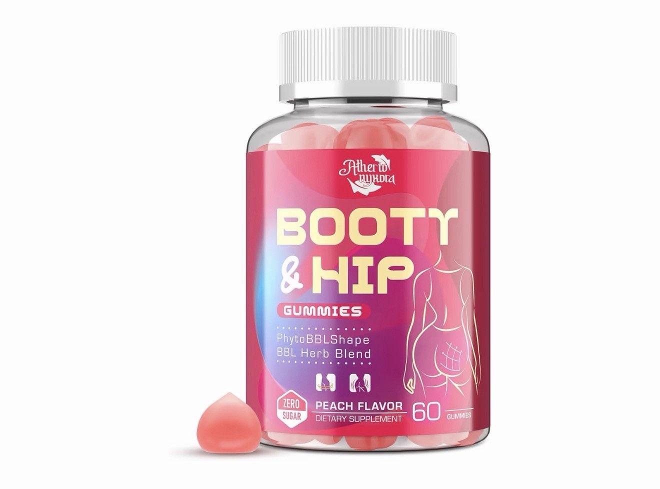 Booty Gummies for Women – BBL Gummies with Bovine Collagen Peptides,Peach Flavor