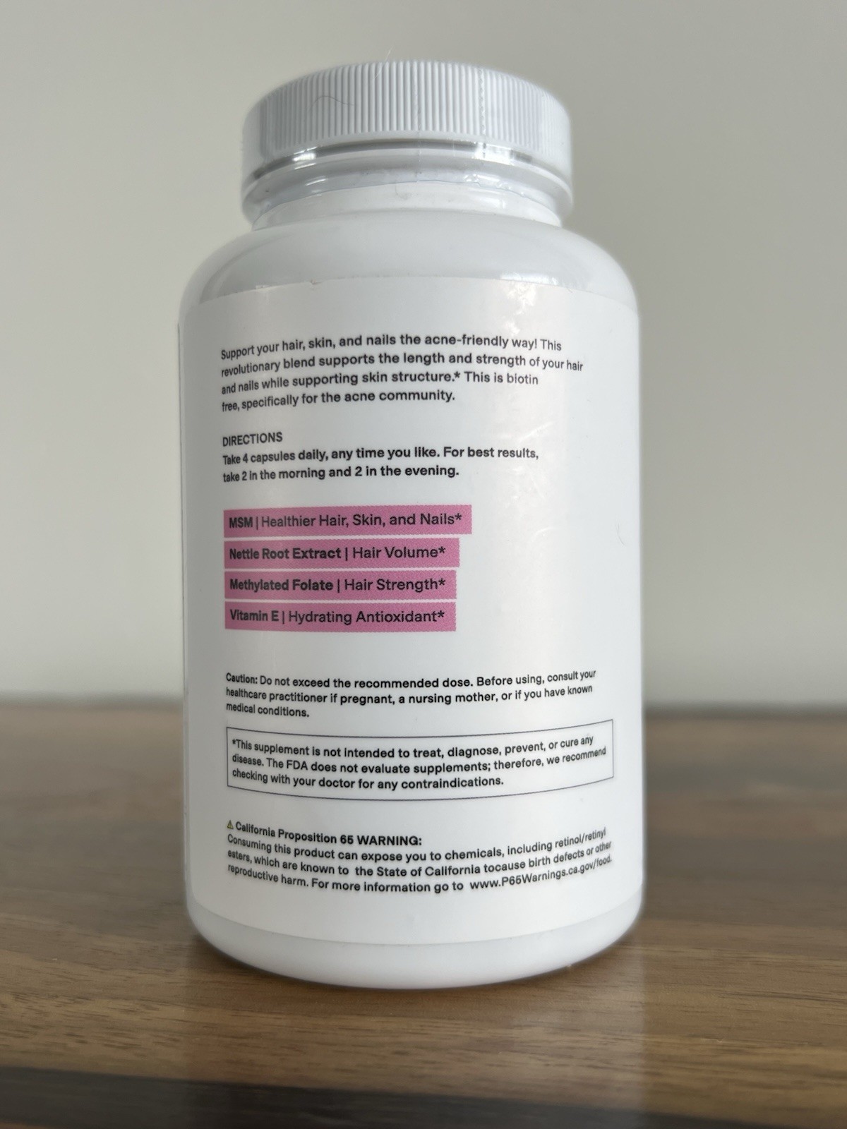 CLEARSTEM HAIR SKIN NAILS Biotin-Free Beauty Dietary Supplement 120 Capsules MSM