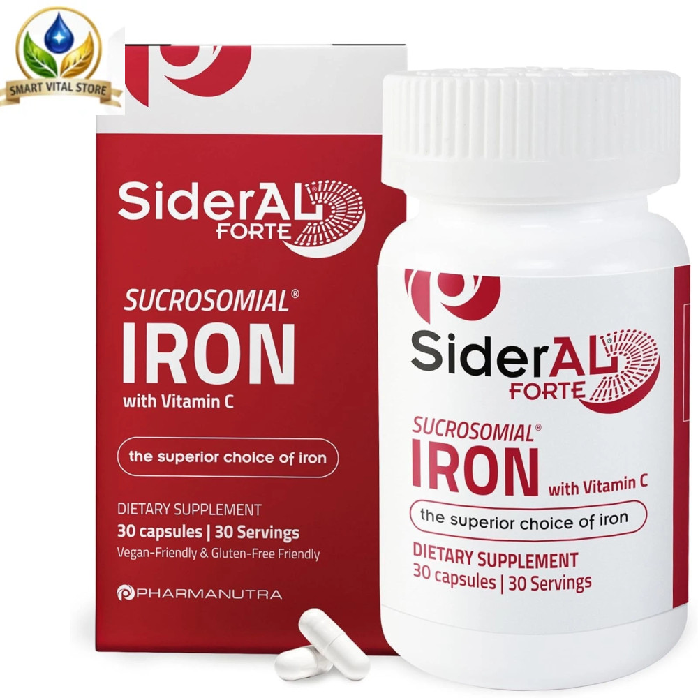 SiderAL Forte Iron Supplement 30 Capsules | High Absorption Iron + Vitamin C