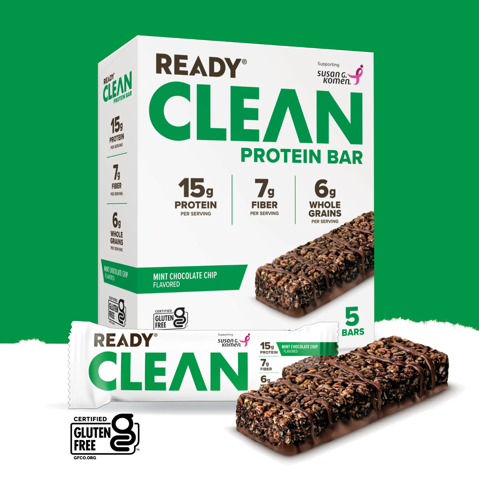 Ready® Protein Bar, Mint Chocolate Chip 5 Count Bars