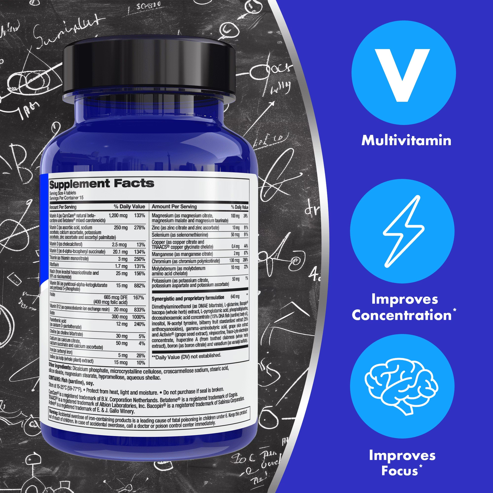 Original (60 Count) – Brain Health Supplement with Vitamins B6, B12, D, Bacopa M