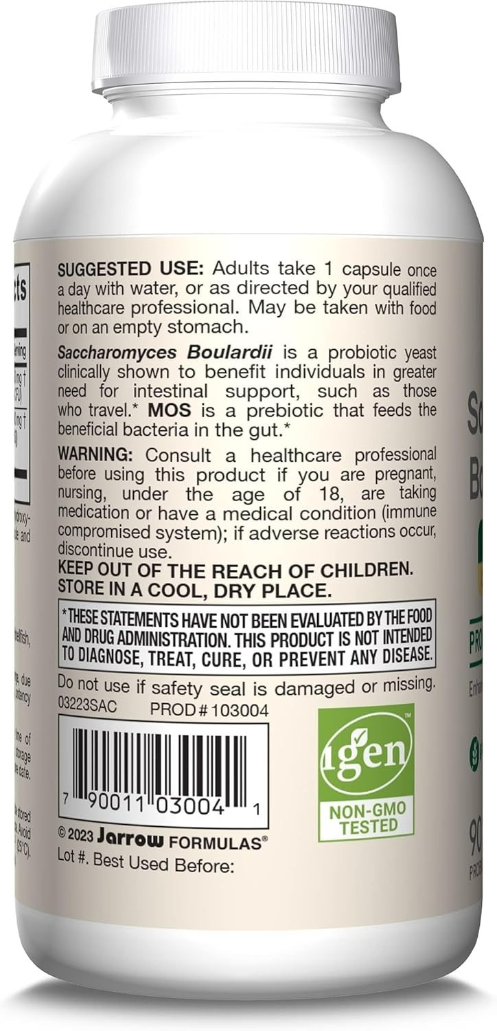 Jarrow Formulas Saccharomyces Boulardii Probiotics + MOS 5 Billion CFU 90 caps