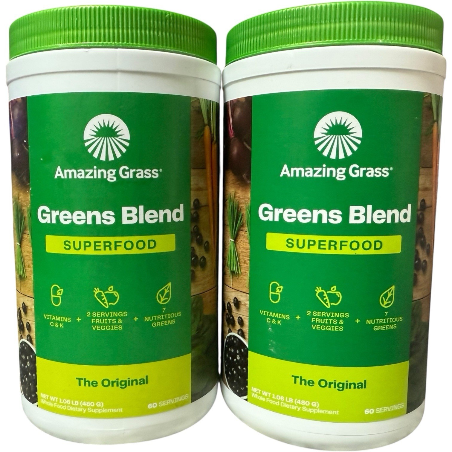 (2) Amazing Grass Green Superfood The Original Drink Powder 60 Servings 04/2026+