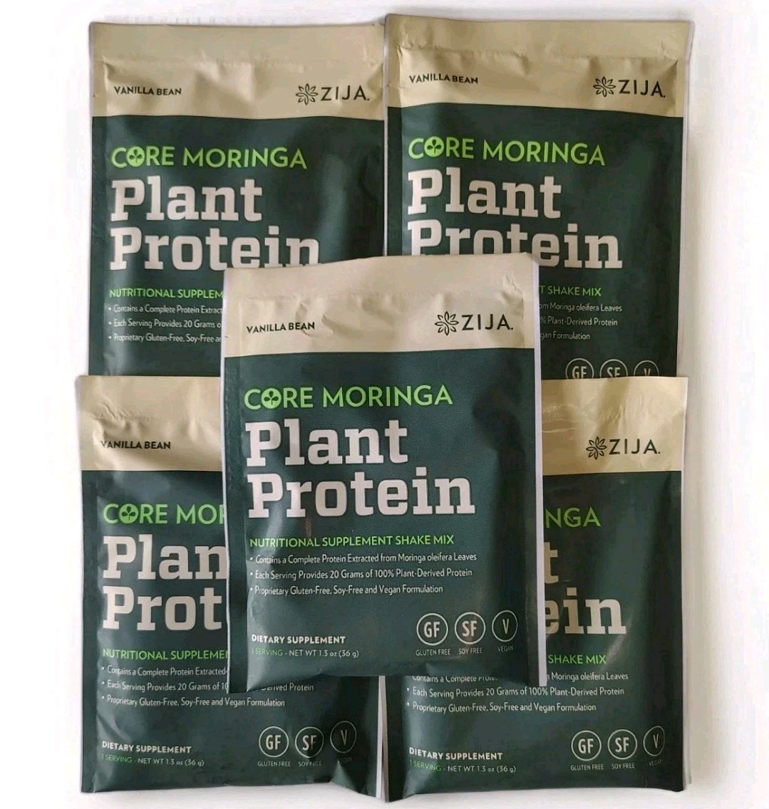 5X Packs Zija Core Moringa Plant Protein Vanilla Bean 100% Plant-Derived Protein