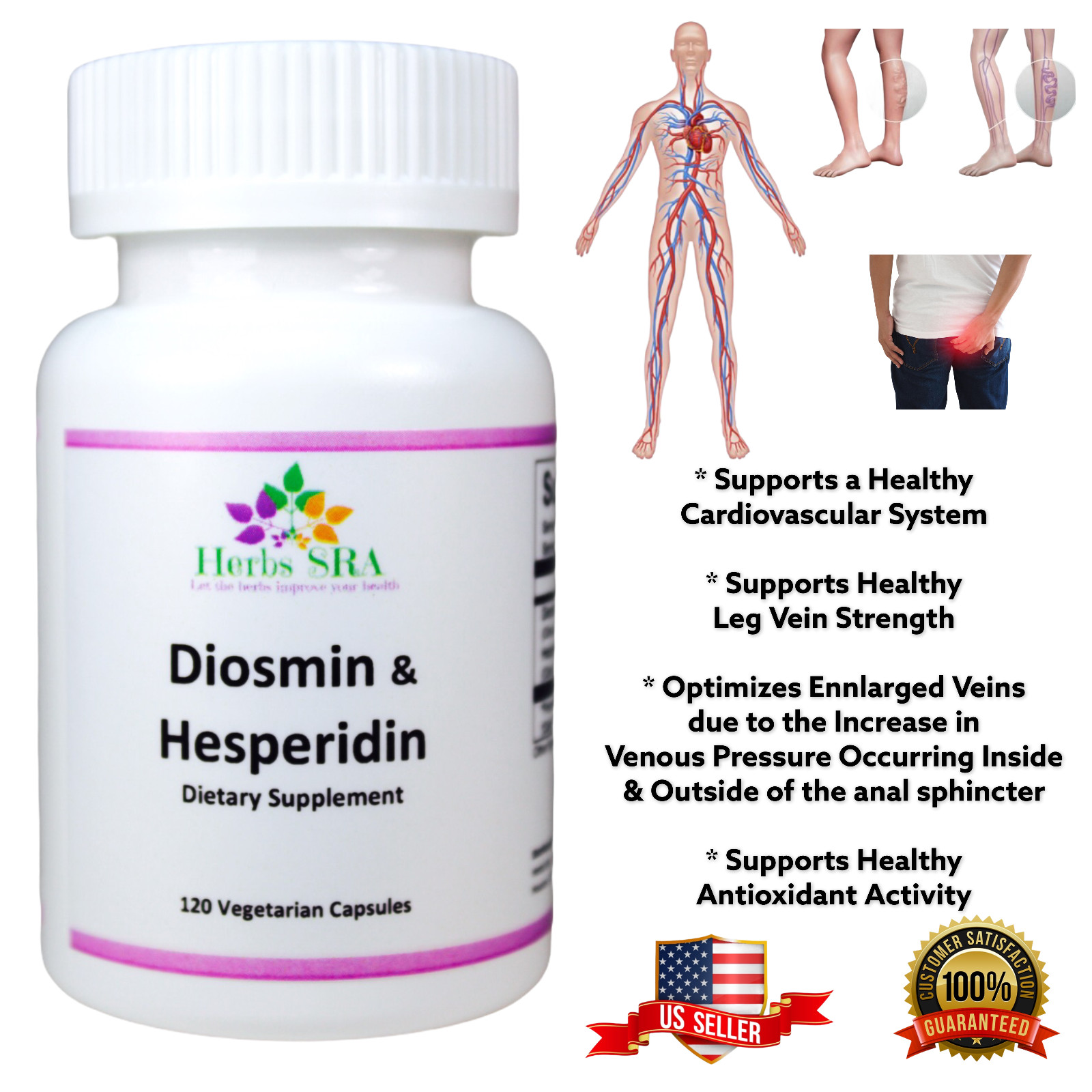 DIOSMIN AND HESPERIDIN, 120 Capsulas, Biomedical Formula, Remove Spider Veins.