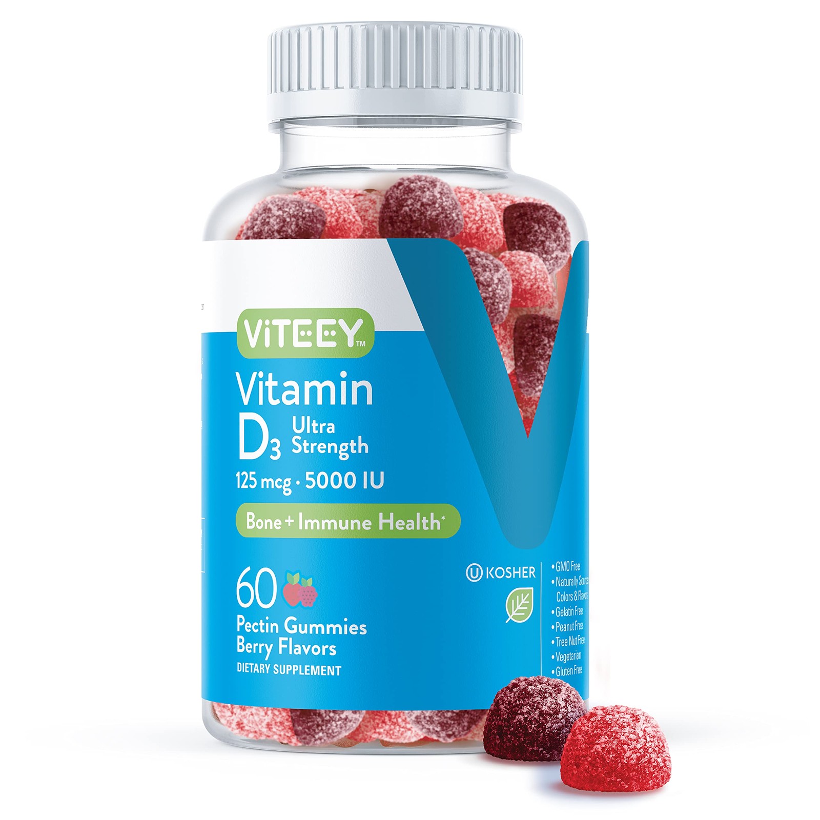 Viteey Vitamin D3 Gummies for 1 Count (Pack of 60), 60 1)