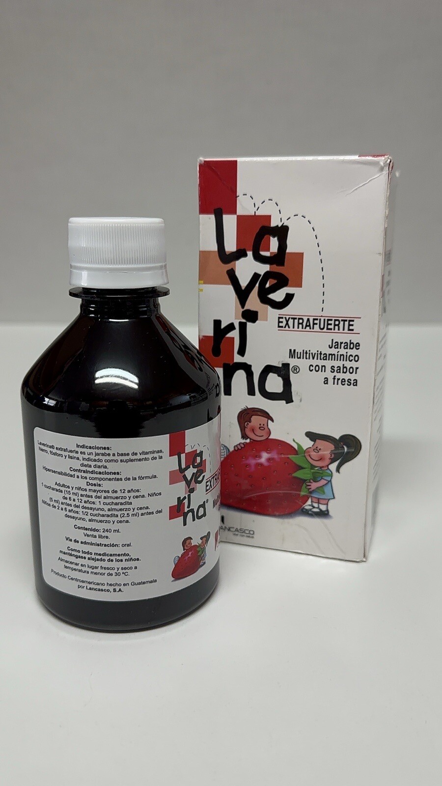 LAVERINA EXTRA STRONG MULTIVITAMIN B1,B2,B12,IRON, SYRUP SAVOR STRAWBERRY 240ml