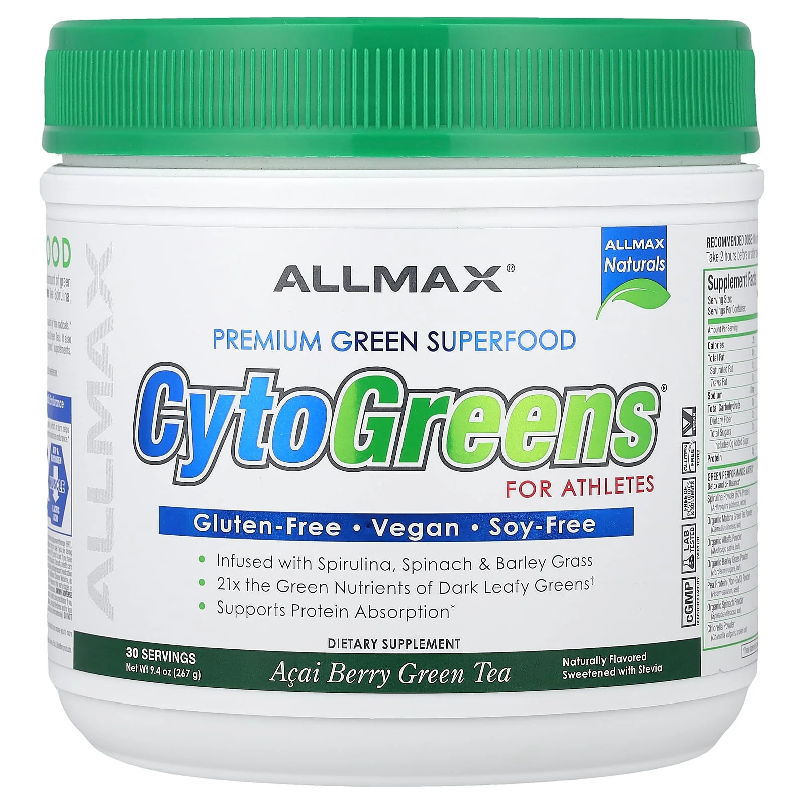 2 X ALLMAX, CytoGreens�, Premium Green Superfood For Athletes, Acai Berry Green