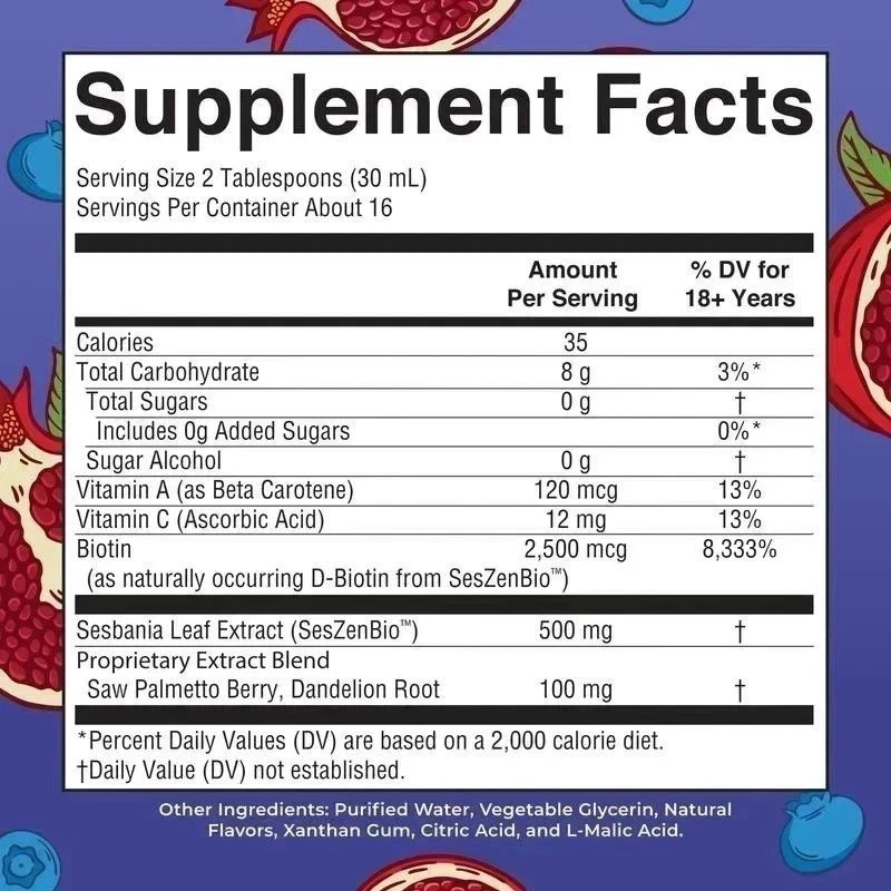 Mary Ruth’s Daily Liquid Hair Formula Supplement Blueberry Pomegranate Flavor