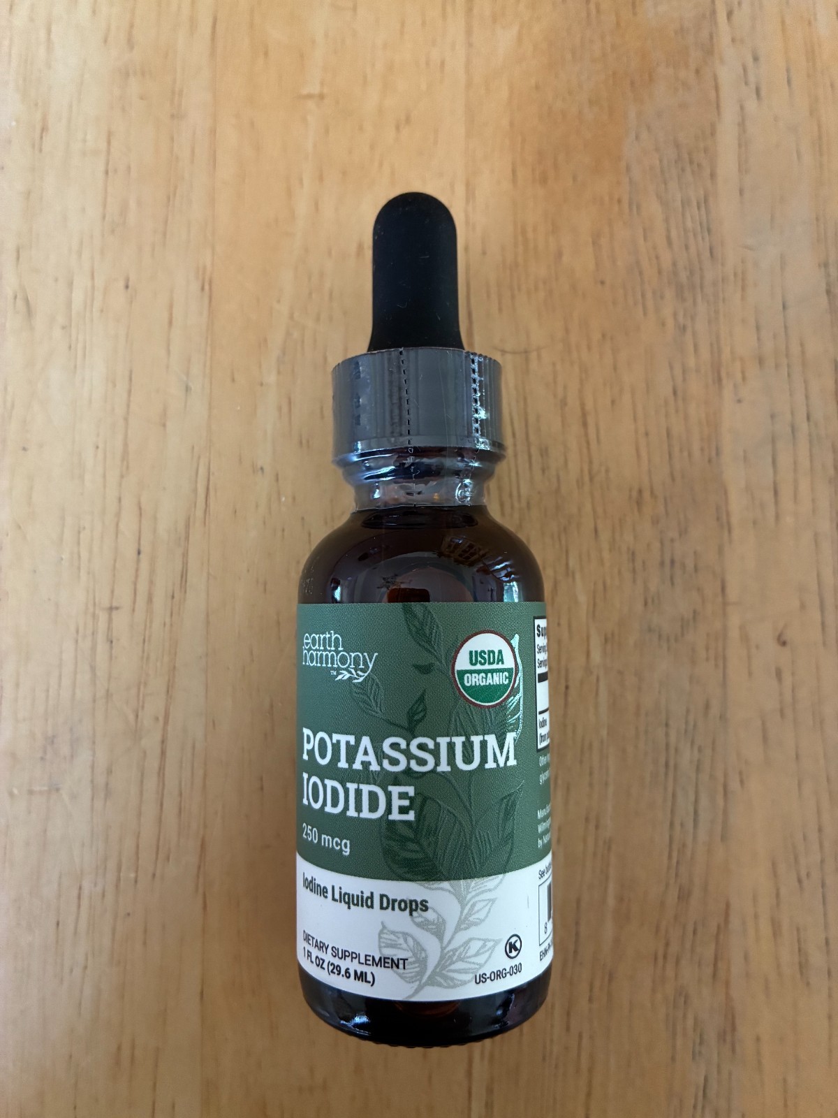 Earth Harmony Potassium Iodide 250 mcg – Liquid Drops, 1 fl oz Dropper