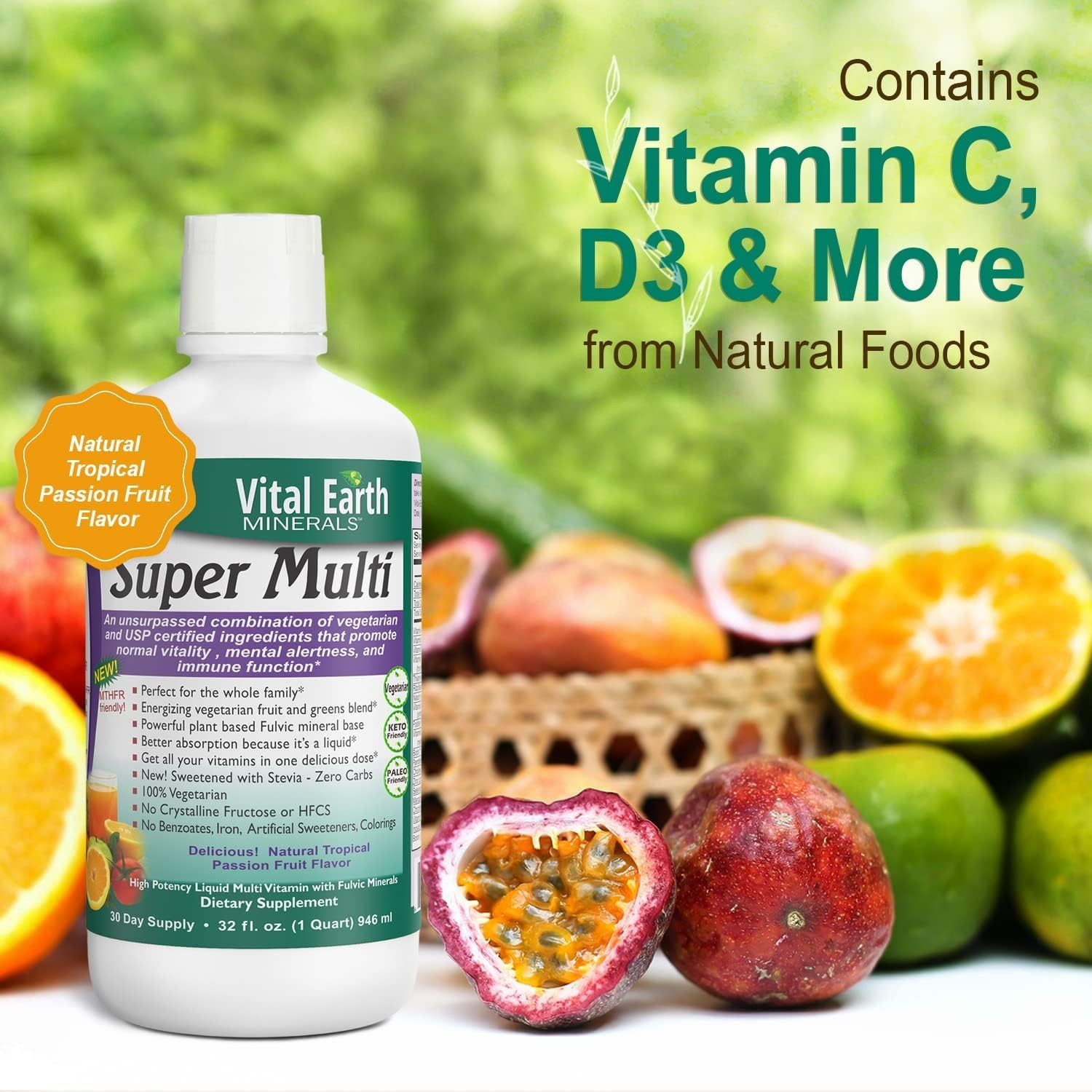 Vital Earth Minerals Super Multi, Natural Passion Fruit Flavor – 32 fl oz