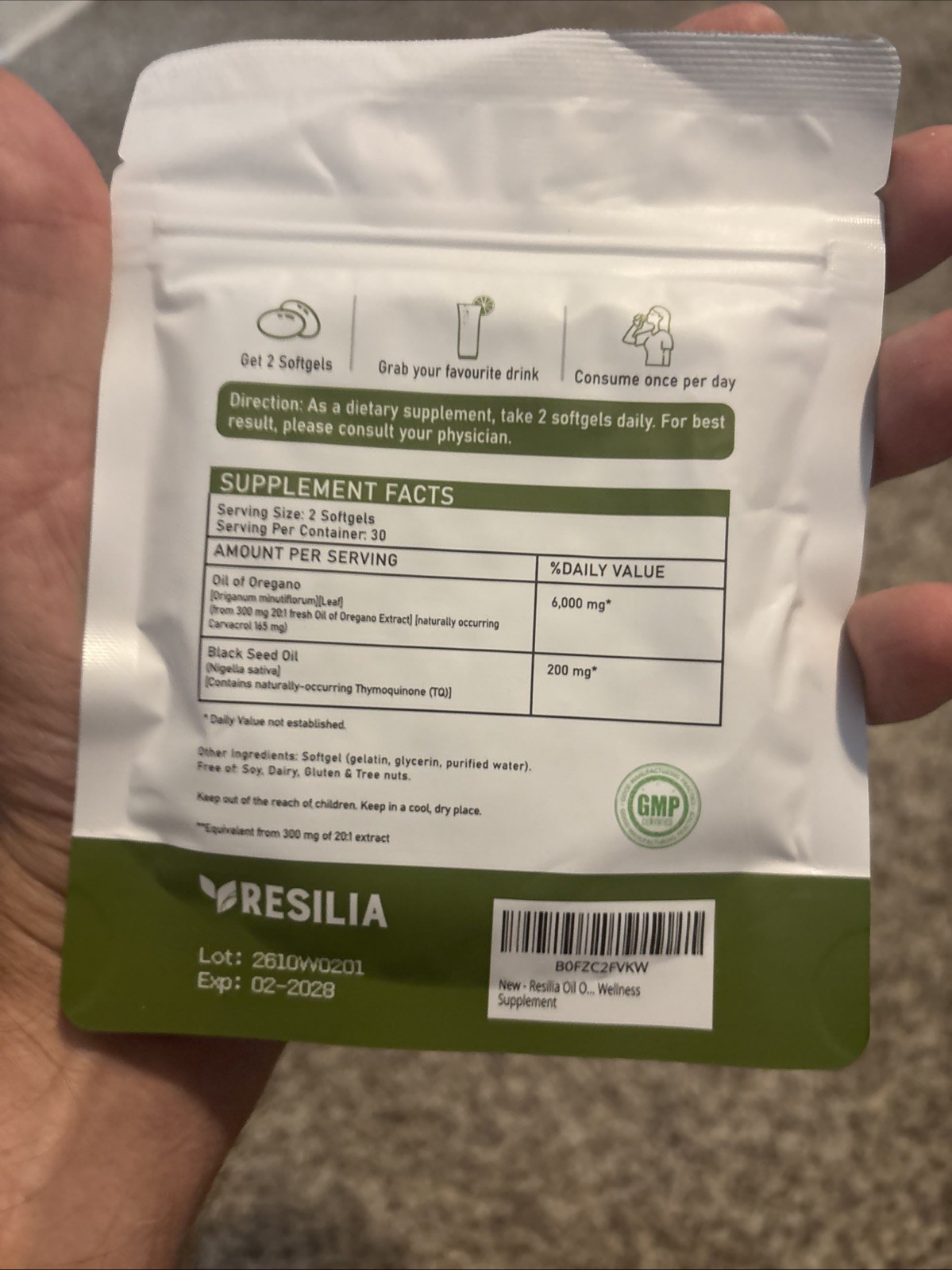 Resilia Oil Of Oregano With Black Seed Oil 6,000MG 60 Softgels