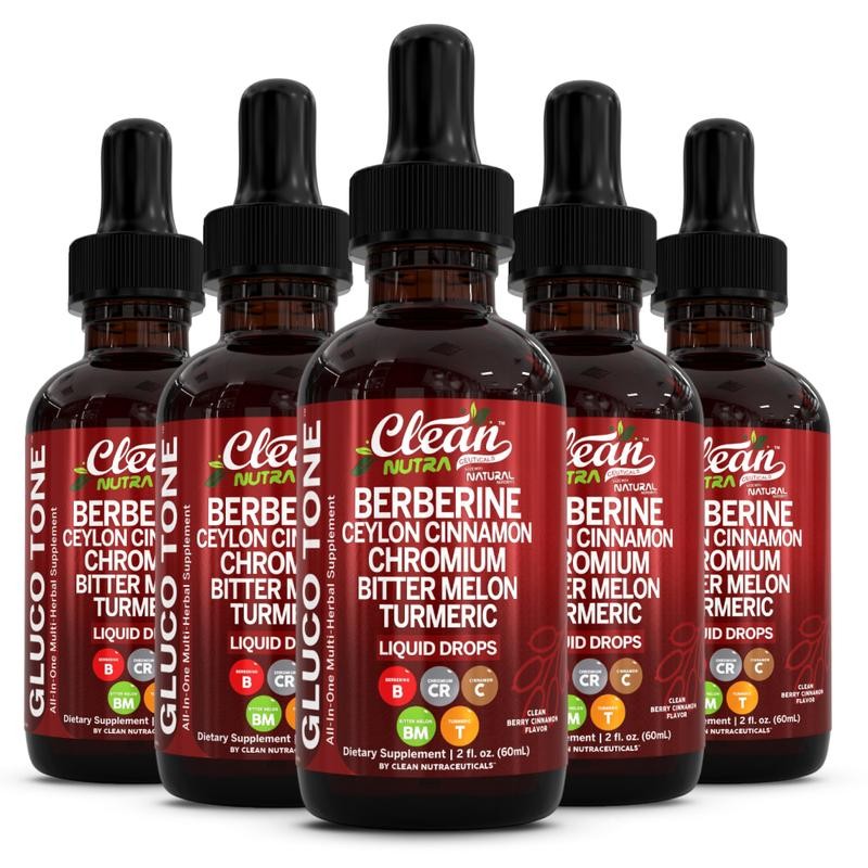 Gluco Tone Berberine Ceylon Cinnamon Chromium Bitter Drops Turmeric Liquid Melon