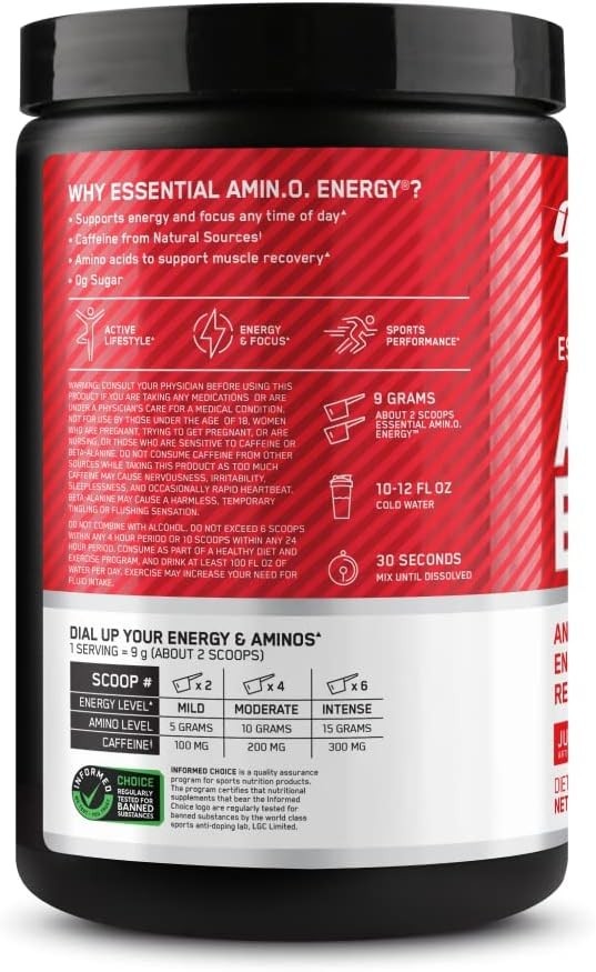 Amino Energy Pre Workout Powder with BCAA – Juicy Strawberry Burst, 30 Servings