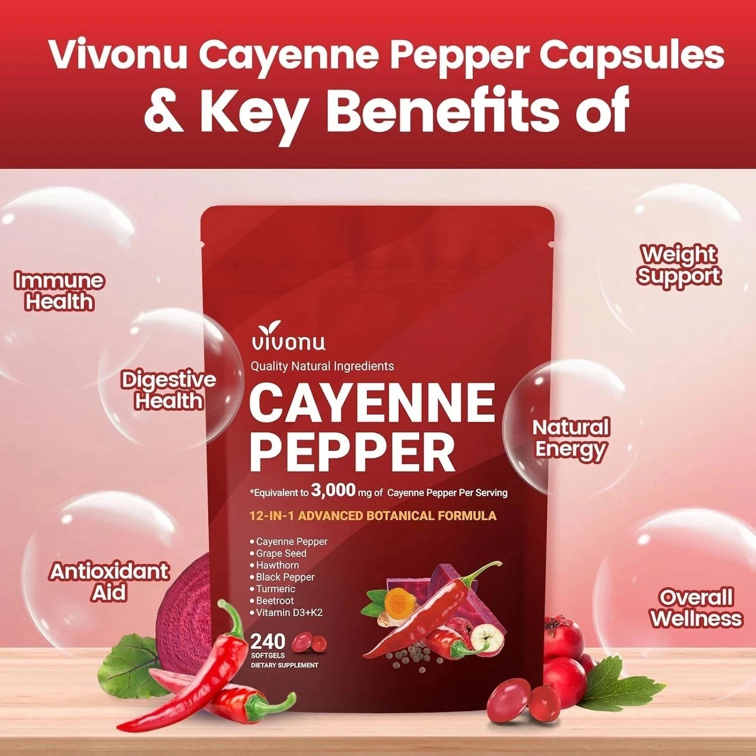 LUXRY Cayenne Pepper Softgels Supplement – 240 Capsules NEW FREE SHIP
