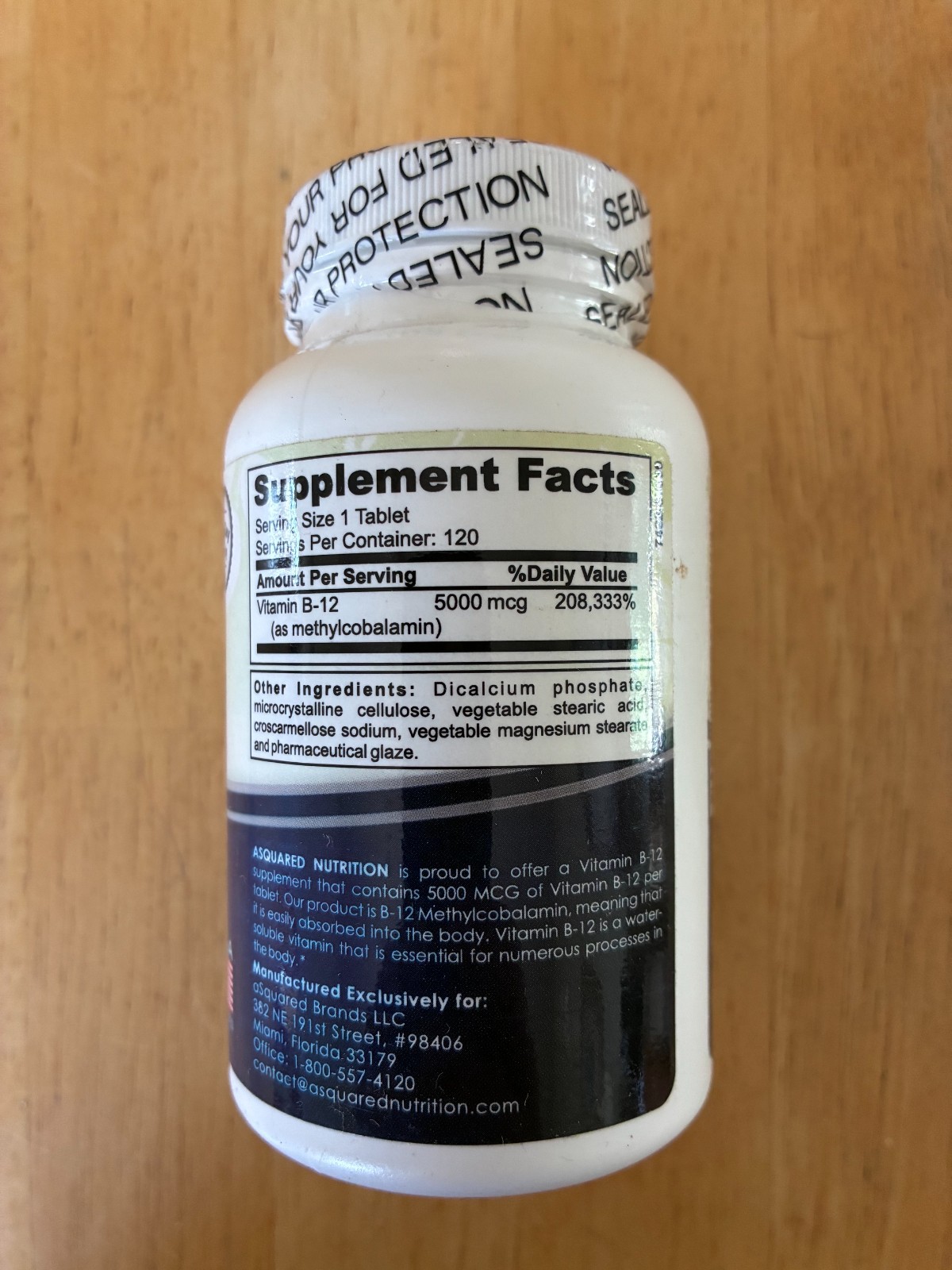 aSquared Nutrition Methyl B12 Vitamin 120 Tab 5000mcg Supplement Methylcobalamin