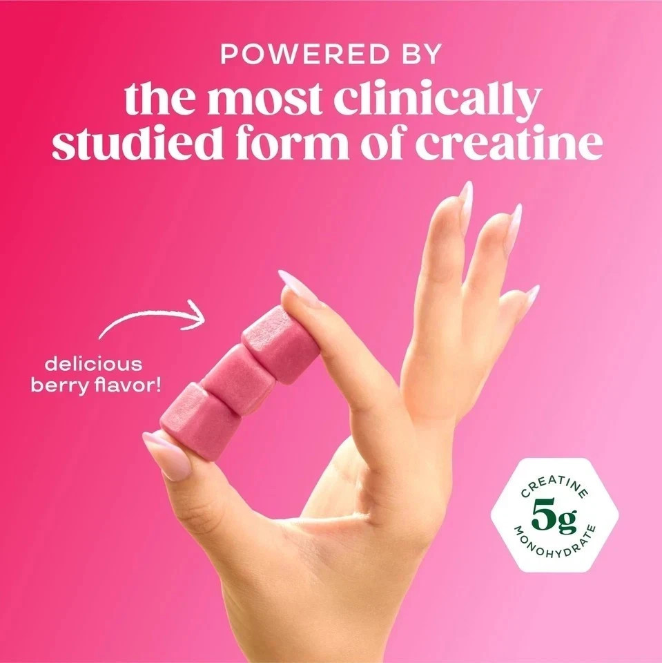 Bloom Creatine Monohydrate Gummies 5g/Serving Sugar Free Berry 36 Count Premium