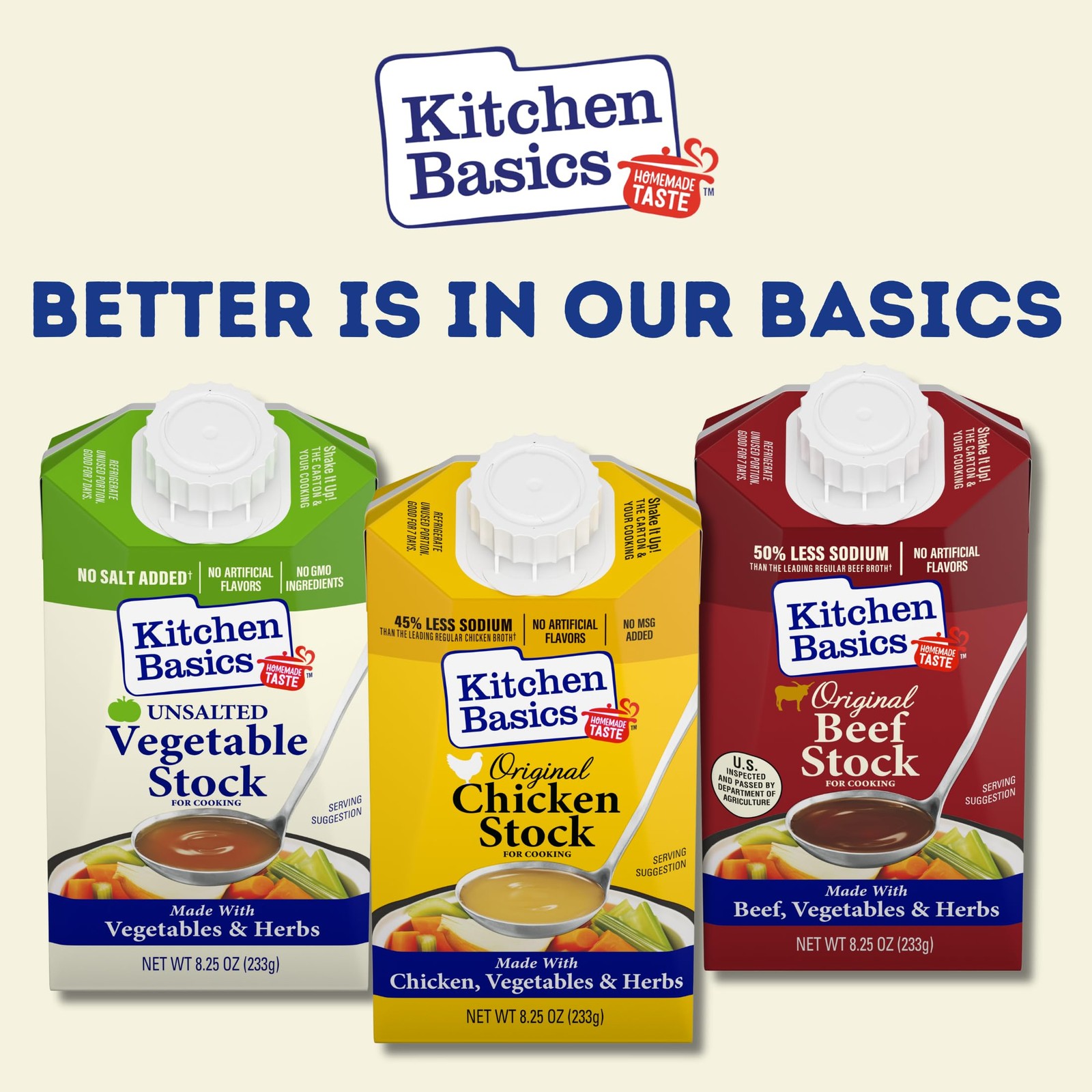 Kitchen Basics Unsalted Vegetable Stock, 8.25 oz Pack of 12 | No Artificial