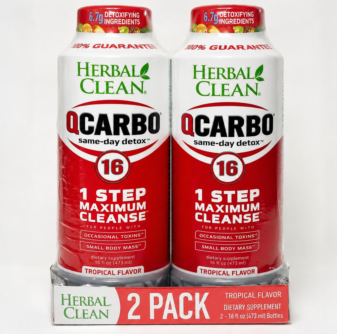 Herbal Clean QCARBO Same-Day Detox Toxin Cleanser Drink Tropical 16 fl oz 11/27