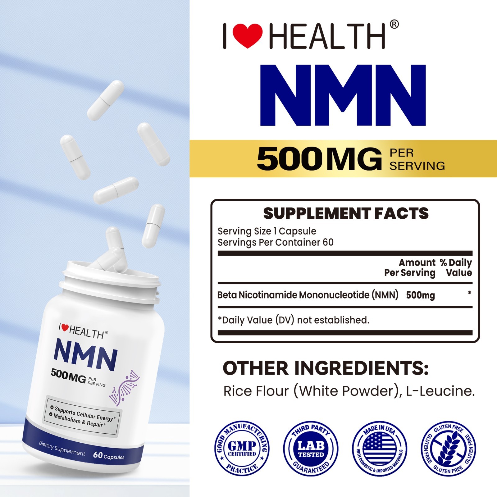 NMN Capsules, Energy Booster, Anti Aging Supplement