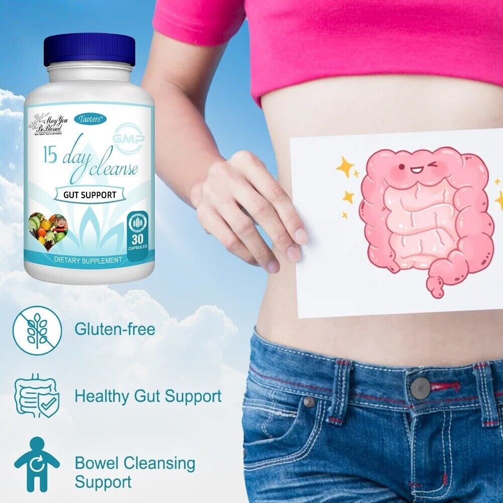 15 Day Cleanse Gut Colon Support 30 Capsules Cleansing Detox Intestinal Health