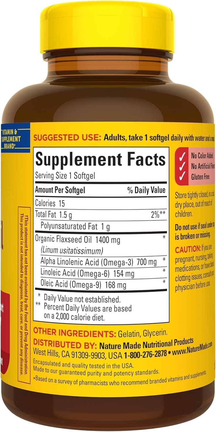 Nature Made Flaxseed Oil 1400 mg, 100 Softgels NEW USA STOCK