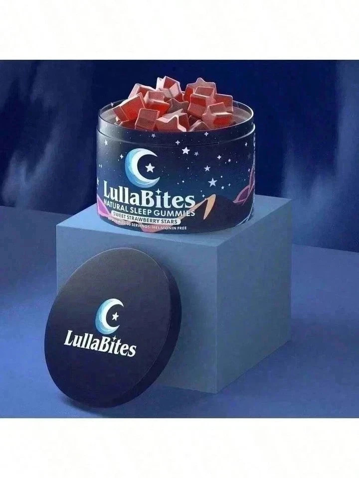 LullaBites Strawberry Stars Sleep Gummies Melatonin Free 60ct Made in USA