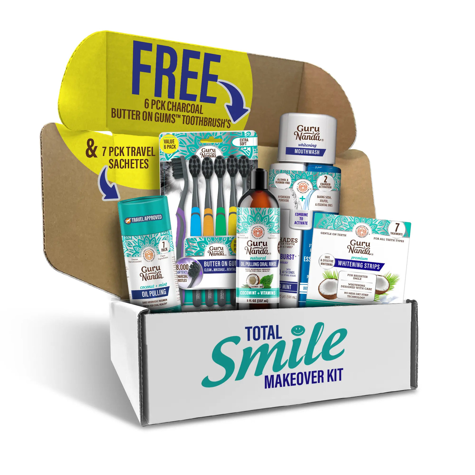 Charcoal Total Smile Makeover Kit, Perfect Smile Package – Gurunanda Oil Pulling