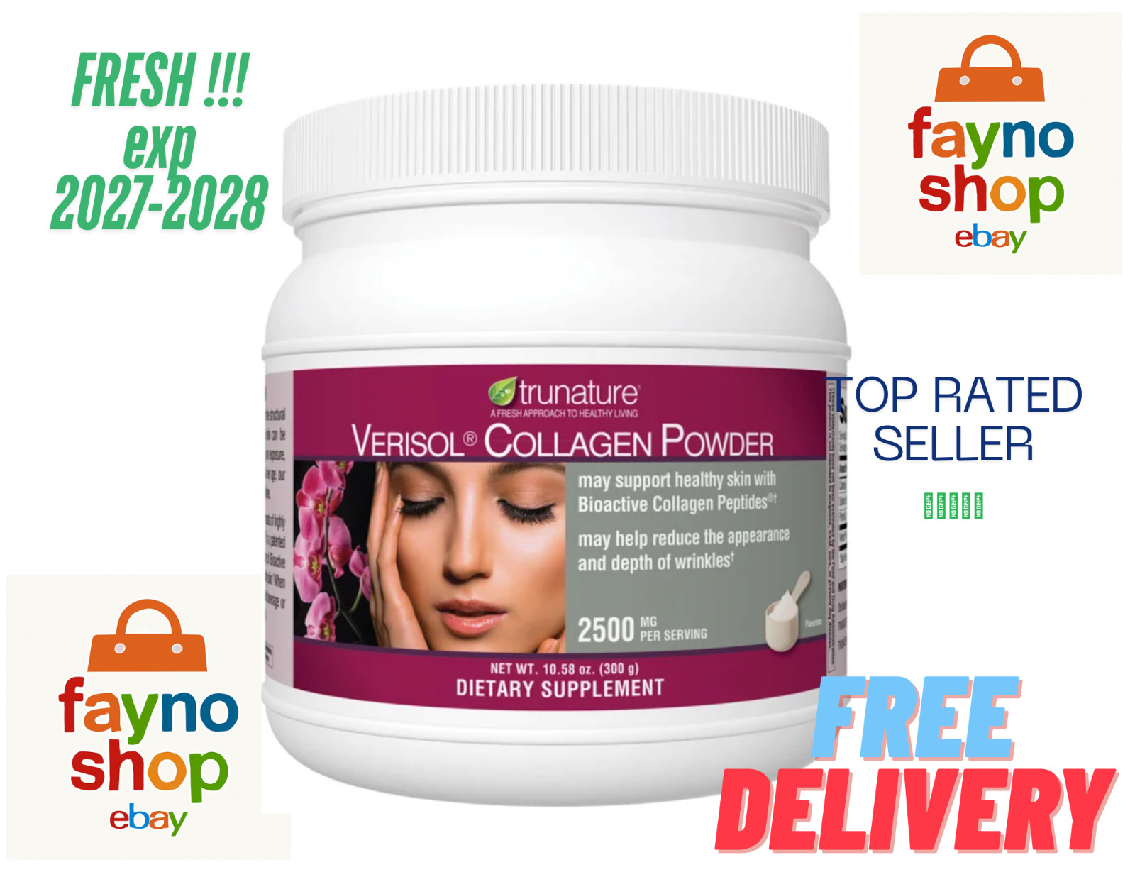 trunature Verisol Collagen Powder 2,500 mg., 10.58 Ounces Exp 2028