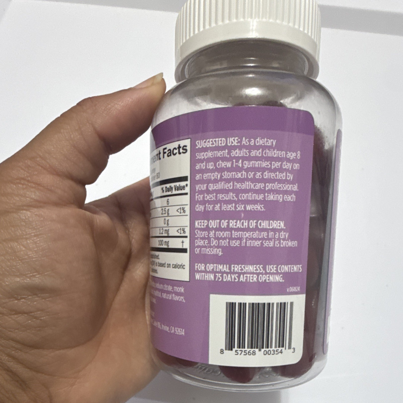 BrainMD L-Theanine Gummies Sugar-Free Berry Flavor Vegan Gummies 60 Count