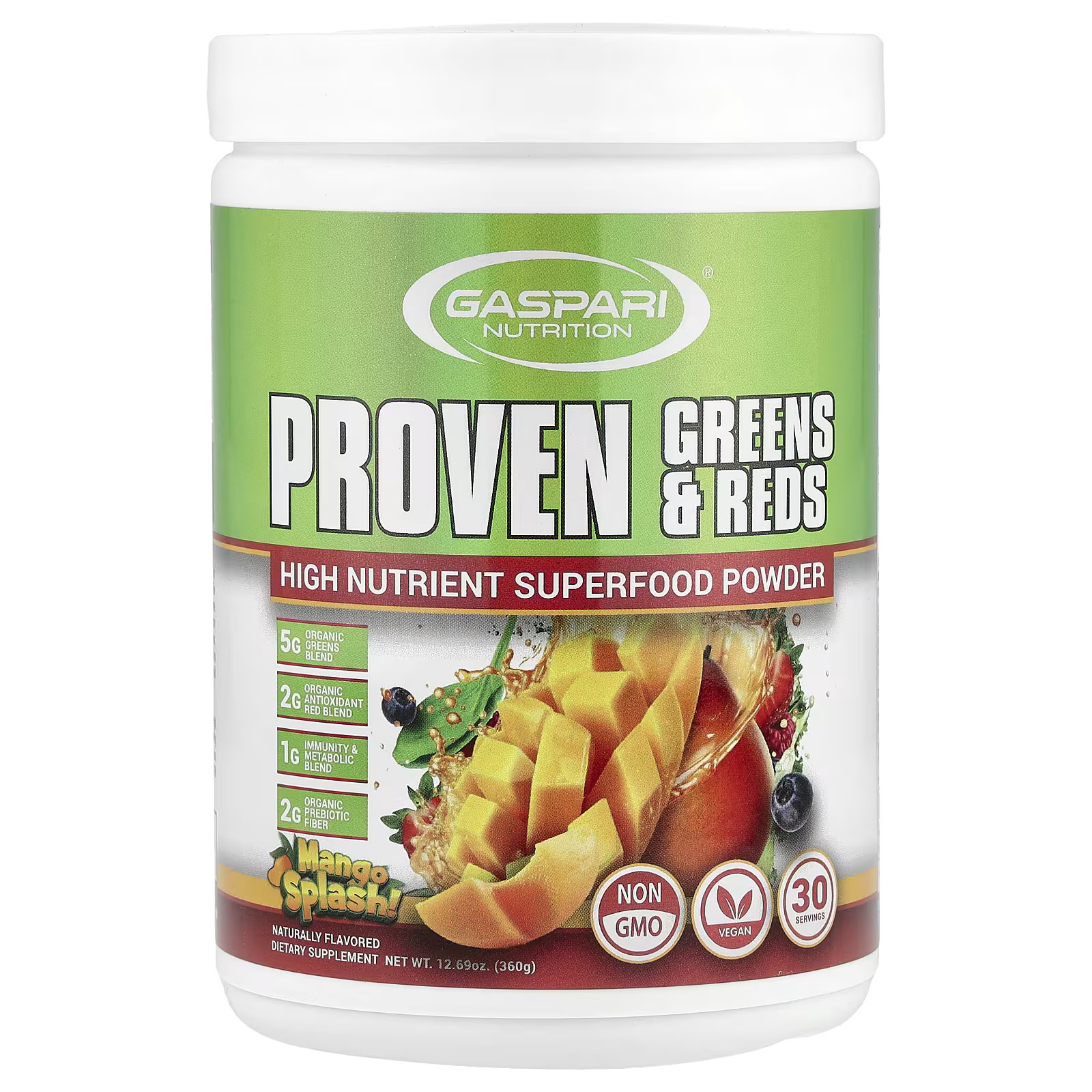 2 X Gaspari Nutrition, Proven Greens & Reds, Mango Splash, 12.69 oz (360 g)