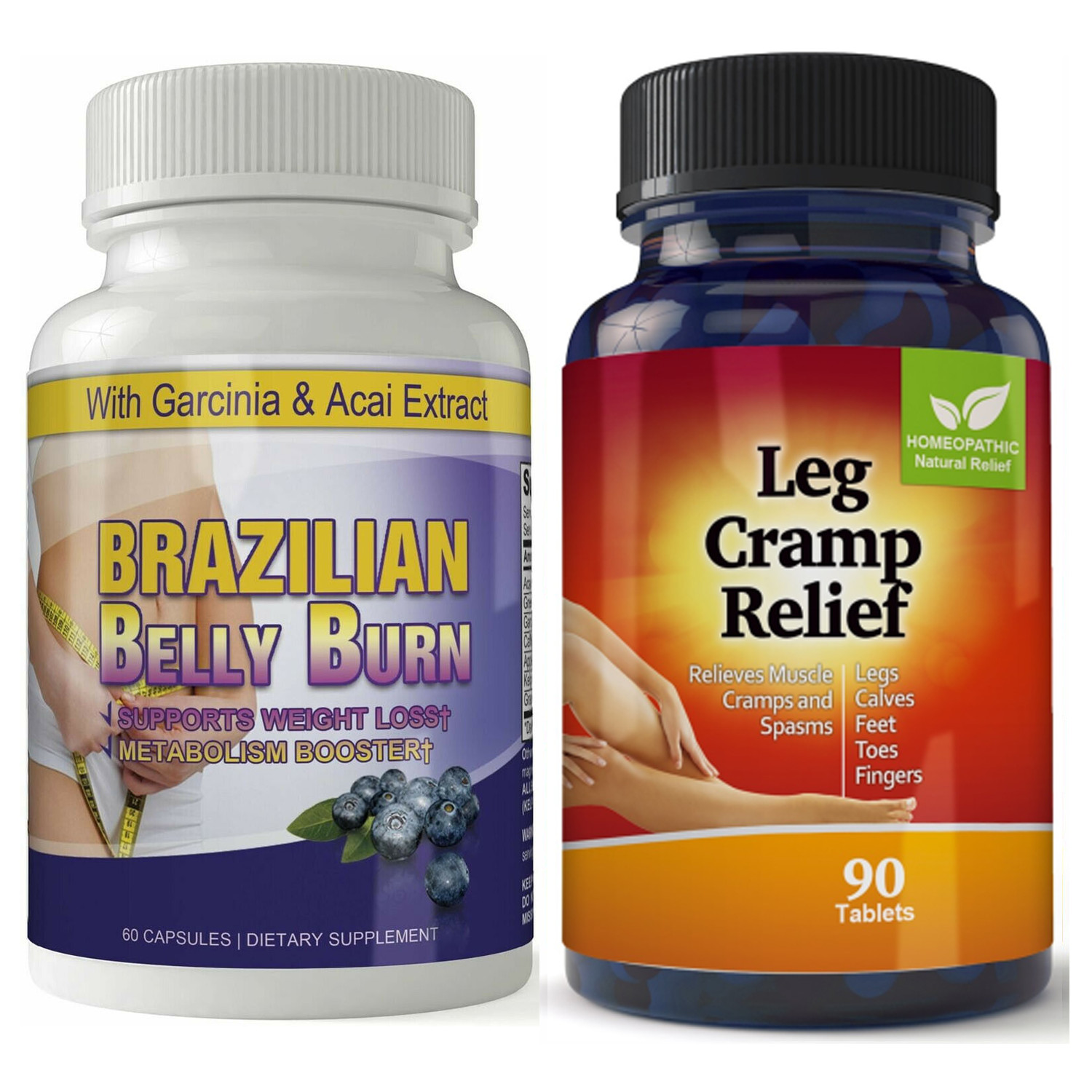 Legs Cramp Muscle Support Supplement & Brazilian Belly Burn Weight Management