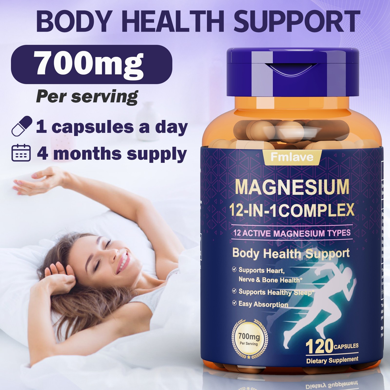 Magnesium Complex 700mg – Made with 12 Elemental Magnesium Forms, 4-month supply