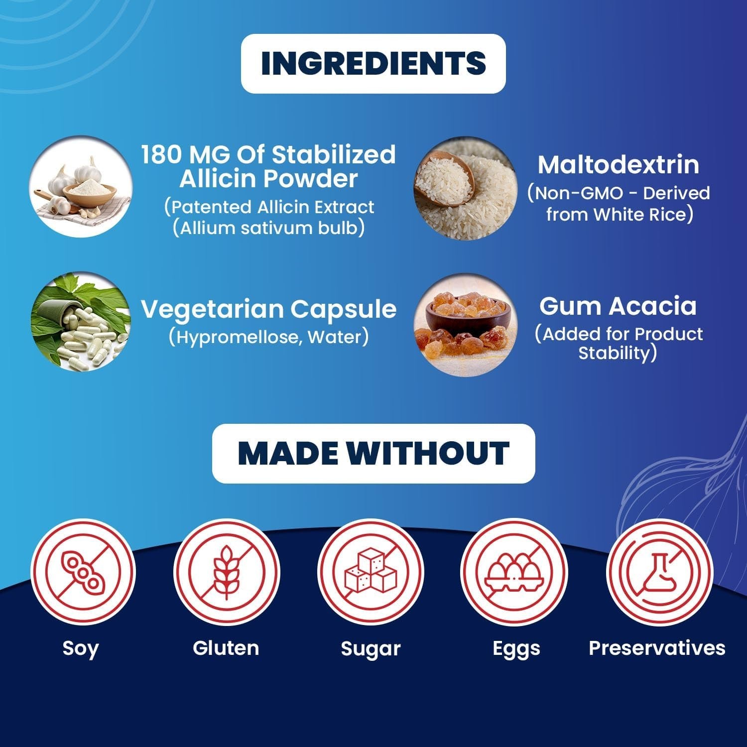 100% Pure Stabilized Allicin from Garlic Odor-Controlled | 180,000mcg 180mg V…
